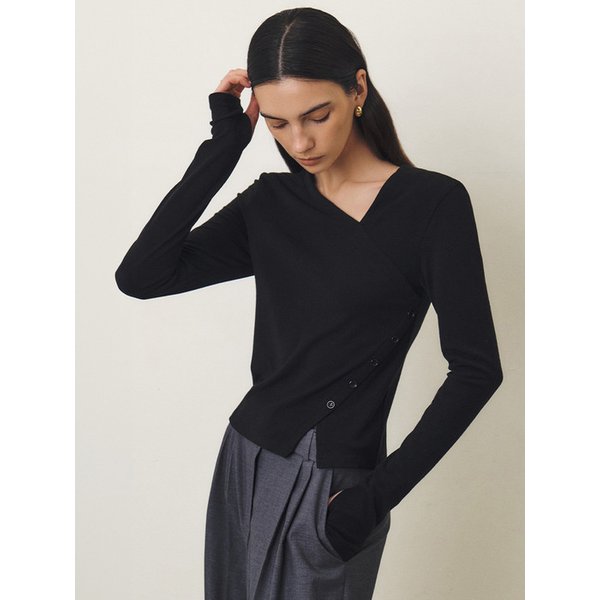 랩 컷아웃 티셔츠_BLACK