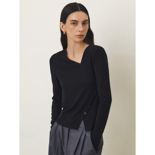 랩 컷아웃 티셔츠_BLACK