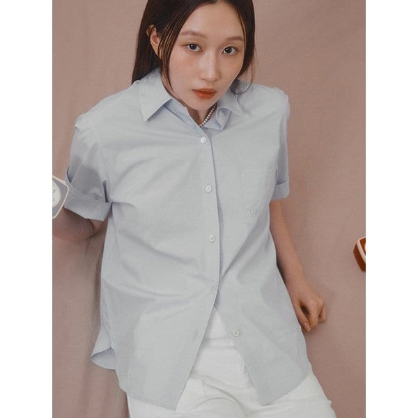 [SPNK] 롤업 하프 셔츠_스카이블루