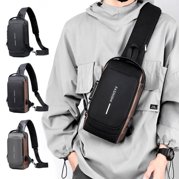 [옷자락] 남성 비밀번호잠금 방수 여행 레져 크로스백