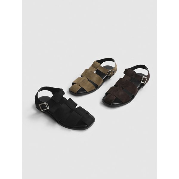 티에린 스퀘어 스웨이드 샌들 (1.5cm)