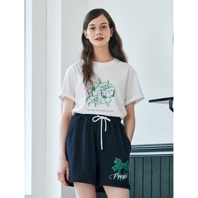 MET two-tone lettering flower t-shirt white