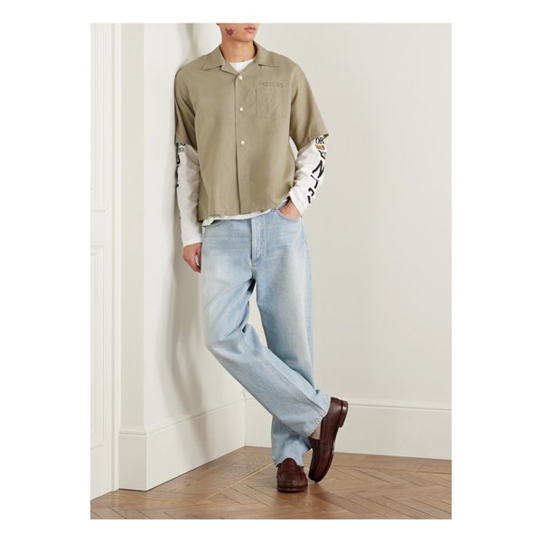 크로스비 컨버터블 칼라 자수 울 리넨 블렌드 셔츠 46376663162937926