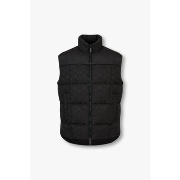 ARMANI EXCHANGE 남성 로고 자카드 덕다운 패딩 베스트(A414310032)블랙