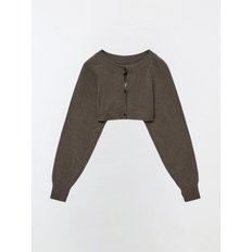 SIGNATURE BUTTON CLOSING BOLERO KNIT TOP - BROWN