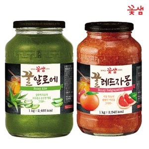  꽃샘 꿀 알로에차 1KG +꿀  레드자몽 1KG (과일청)