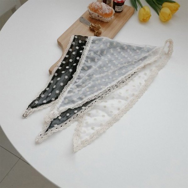 [옷자락] 여자 플라워 시스루 삼각 소녀커치프 두건