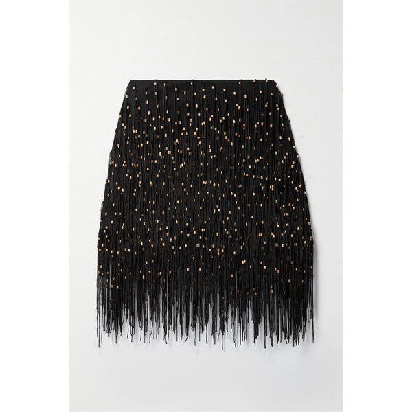 안나 콴 페르난다 비즈 장식 프린지 메시 미니 스커트 블랙 1647597301360251