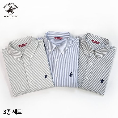 [비버리힐즈폴로클럽] [3PACK] 사계절 스트라이프 옥스포드 긴팔 셔츠