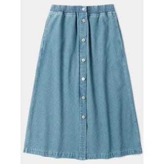 컬럼비아 유니버시티 SL-LABEL FRONT BUTTON DENIM SKIRT 라이트데님