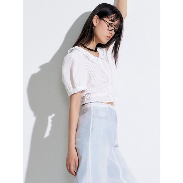 [리퍼브] 25 Spring_ Ivory Lace Cropped Blouse