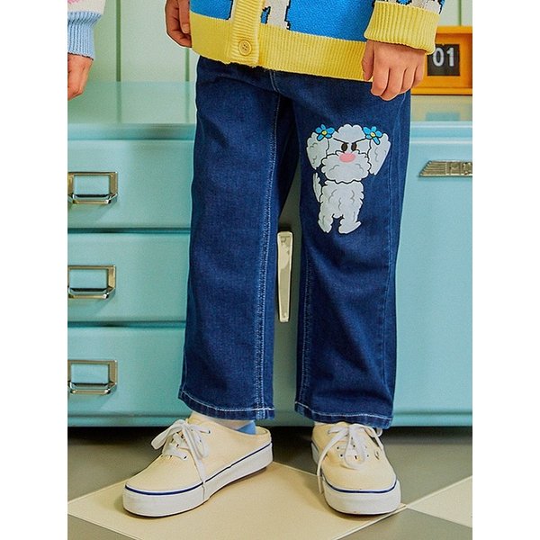 크림 남아 여아 유아 아동 밴딩 청바지