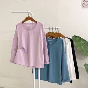 시아르 유넥 실켓가공 무지 긴팔 티셔츠(5color)
