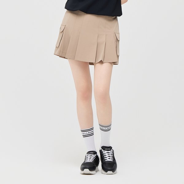[부산점] 여성 에센셜 폴리스판 카고포켓 플리츠 큐롯 베이지