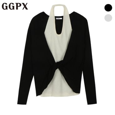 GGPX 홀터넥 웨이브 긴팔 니트 (GO9KP052F)