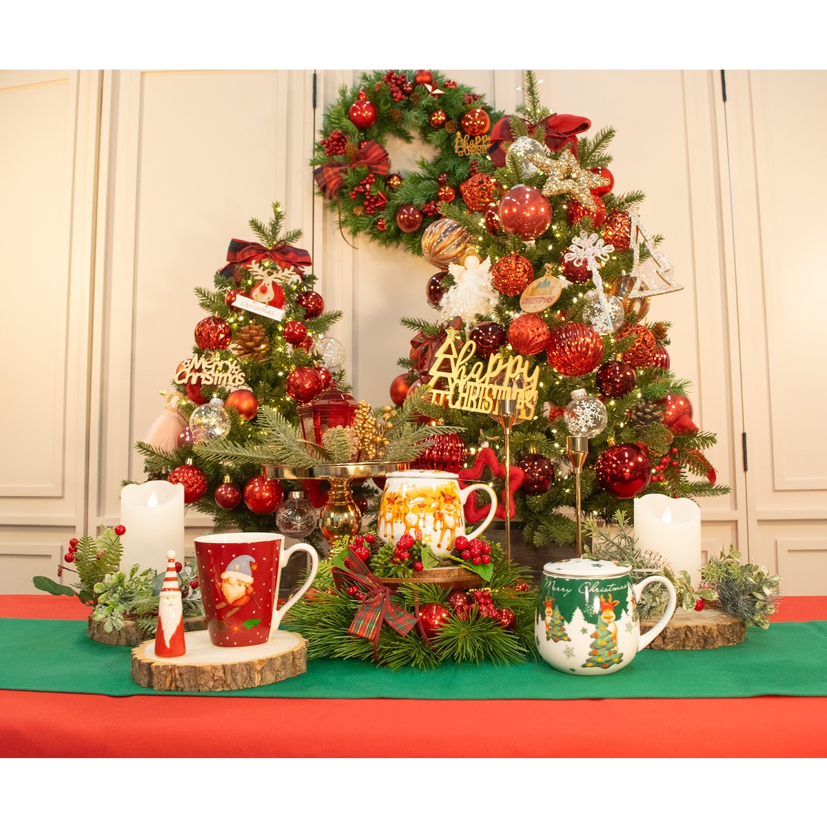 크리스마스 트리 60cm 레드 작은트리 풀세트 완제품 - 신세계백화점