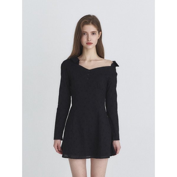 One-shoulder shirts dress (Black)