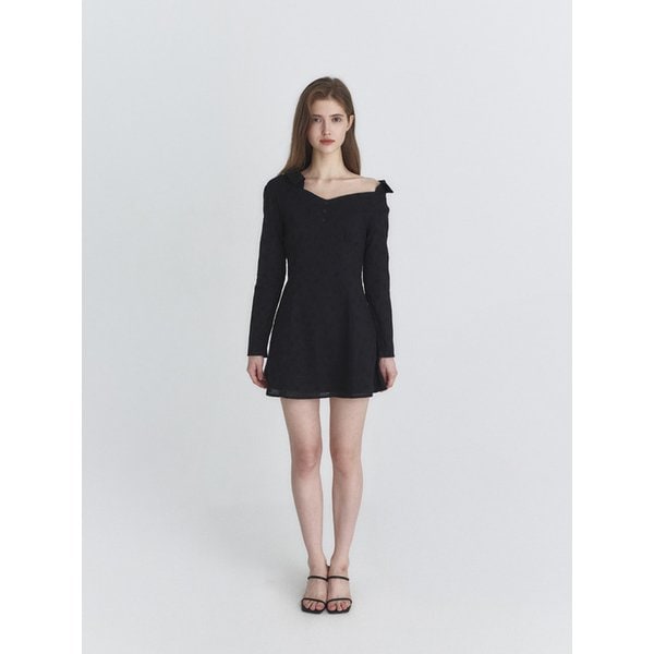 One-shoulder shirts dress (Black)