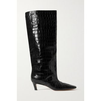 토템 크로커다일 이펙트 가죽 니 부츠 블랙 24772899113461063