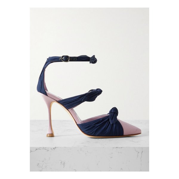 스미르나 보우 장식 스웨이드 새틴 펌프스 퍼플 1647597336510051