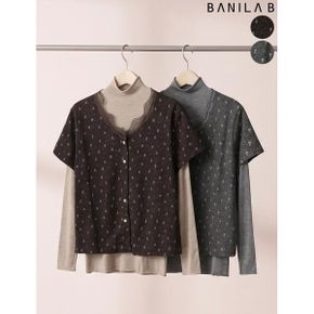 빈티지 레이스 반팔 목폴라 티셔츠_P440511733