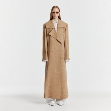 EENK YEDIAN Big Collar Long Coat - Camel