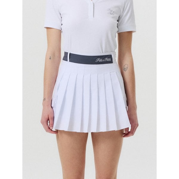 Cargo Pocket Pleated Lap Skirt (White)