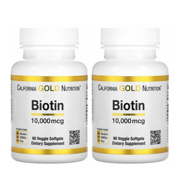 캘리포니아골드뉴트리션 비오틴 Biotin 10000 MCG 90 소프트겔 2개