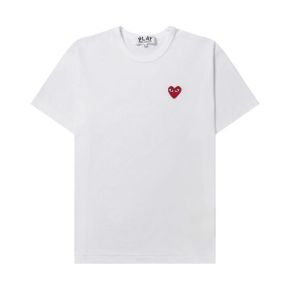 Play Comme des Garcons (W) 플레이 꼼데가르송 레드 하트 티셔츠 화이트