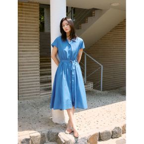 돌먼소매 벨티드 롱 원피스_P428060443