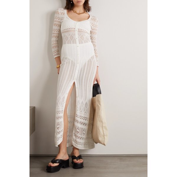 아테디 포인텔 니트 코튼 혼방 맥시 드레스 화이트 1647597302546352