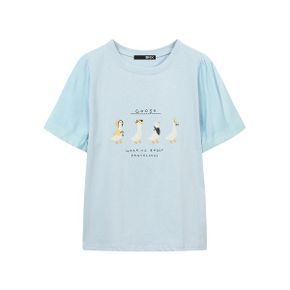 자수 라운드 배색 퍼프 티셔츠  BX2TS016L0 _P392327603