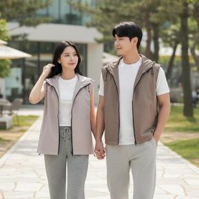 남녀 커플룩 스트링 후드 조끼 베스트