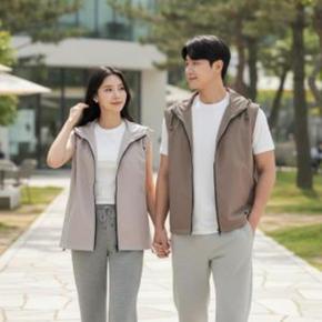 남녀 커플룩 스트링 후드 조끼 베스트