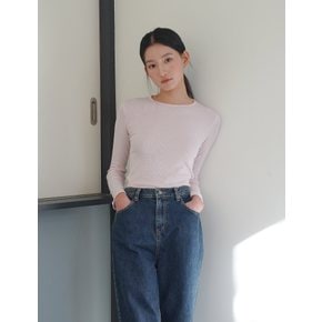 라운드 스트라이프 골지 긴팔 티셔츠 (WICATS003)