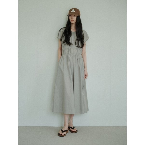 MUTE SHIRRING LONG DRESS_3Colors