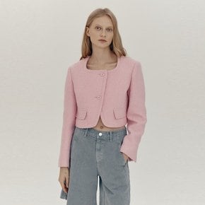 TWEED CROPPED JACKET_PINK