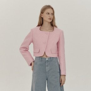 TWEED CROPPED JACKET_PINK