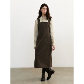 WOOL SUSPENDER DRESS BROWN