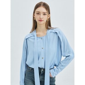 Two Way Ribbon Tie Blouse - Sky Blue