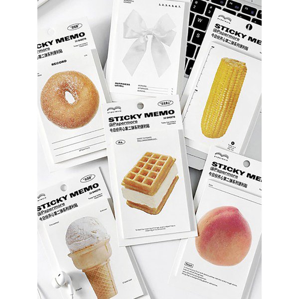 도넛 아이스크림 와플 리본 모양 접착 메모지 (30매)