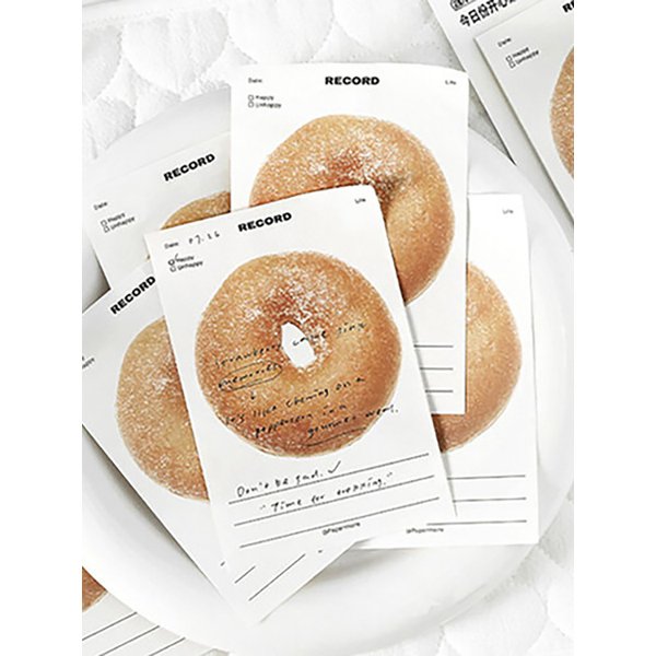 도넛 아이스크림 와플 리본 모양 접착 메모지 (30매)
