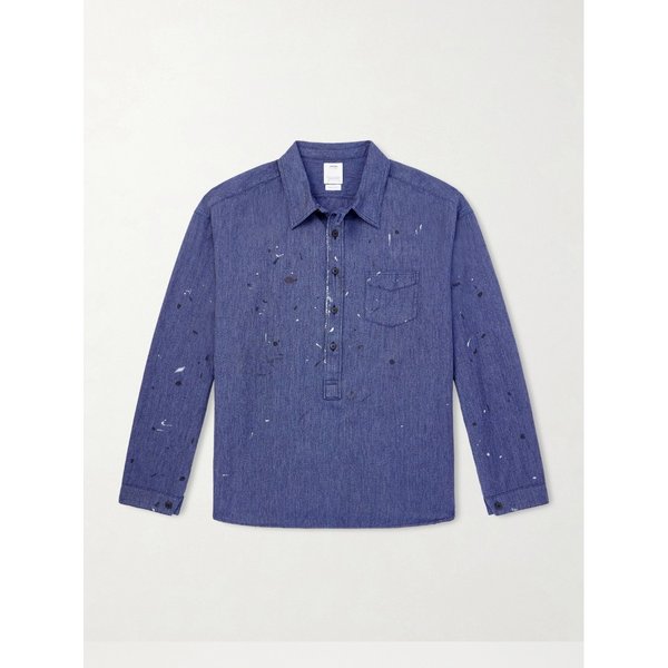 페인트 스플래터 코튼 실크 블렌드 샴브레이 셔츠 46376663162933414