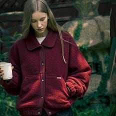 Zoey round collar fleece jumper_Wine