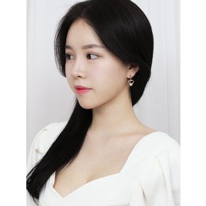 사랑스러운 러블리 하트 큐빅 14K 18K 데일리 금 여성 원터치 골드 귀걸이