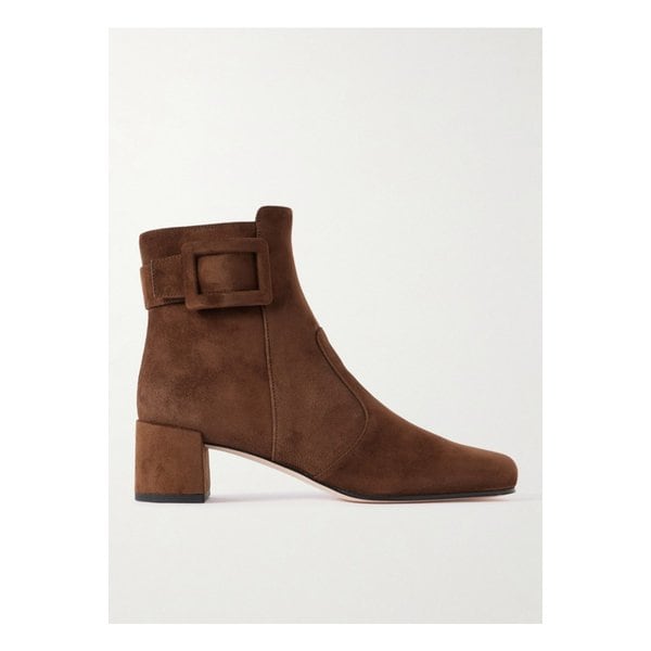 트레 비비에 폴리 버클 스웨이드 앵클 부츠 45mm 초콜릿 1647597344991754