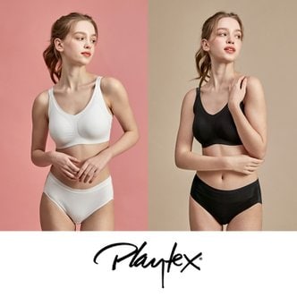 플레이텍스 [Playtex] 플레이텍스 노와이어 골프브라팬티 4종 [아이보리+블랙] PXW3N0104_T