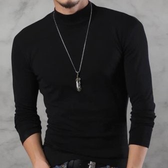 신세계라이브쇼핑 [옷자락] 남성 심플 폴리에스터 스판 쫀쫀 하이넥 긴팔 티셔츠