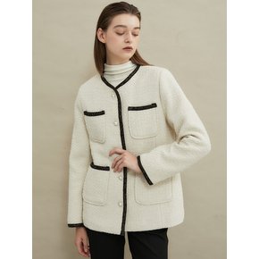 Pearl soft tweed jacket [Ivory]