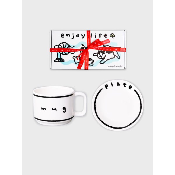 드로잉 머그+플레이트 세트